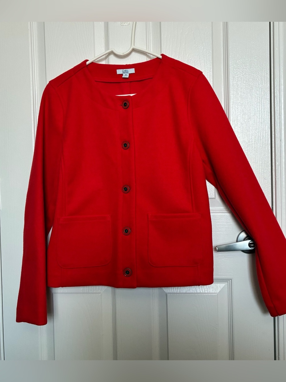 croft & barrow Red Collarless Button Jacket